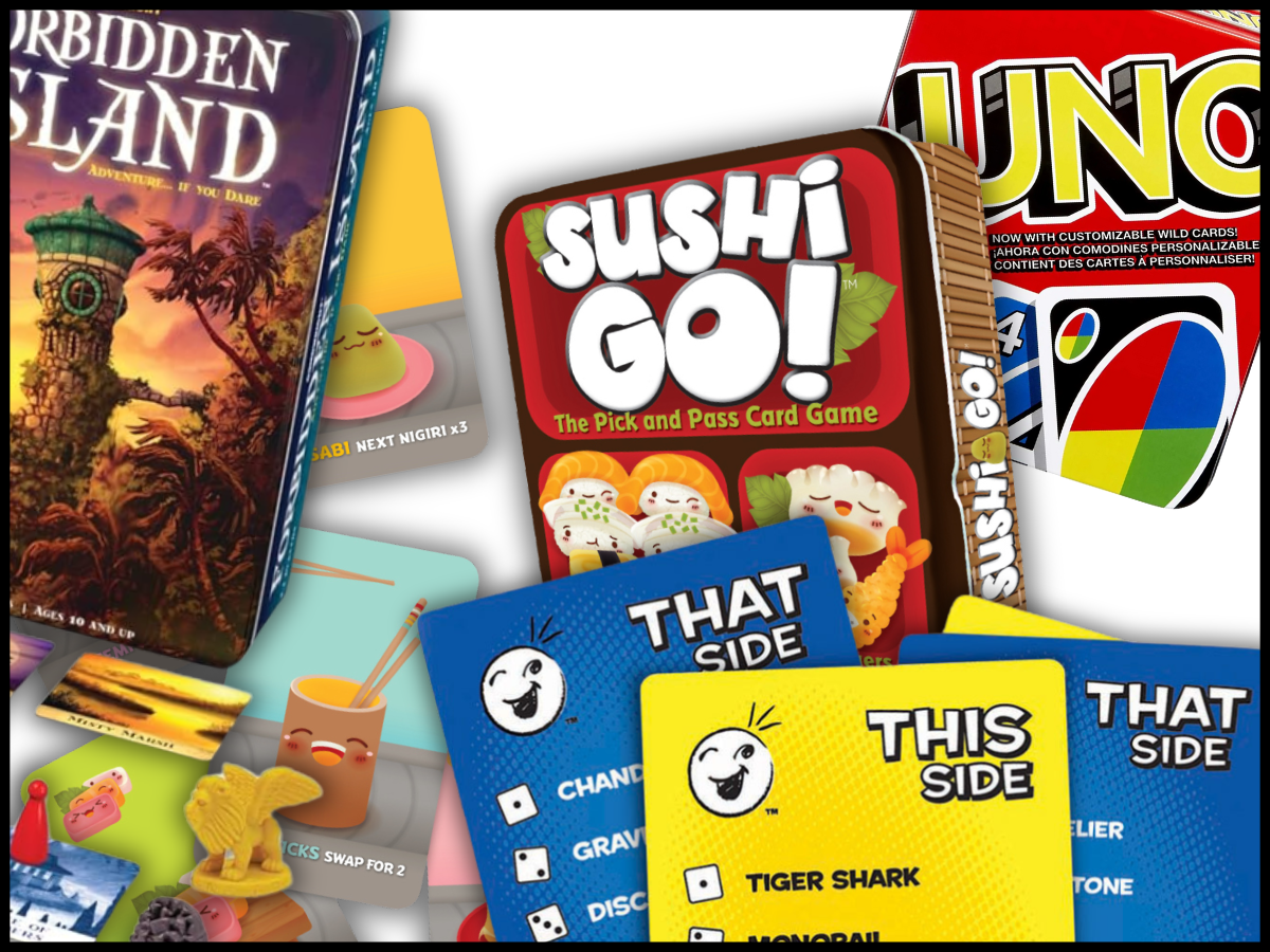 card came boxes and cards scattered on table