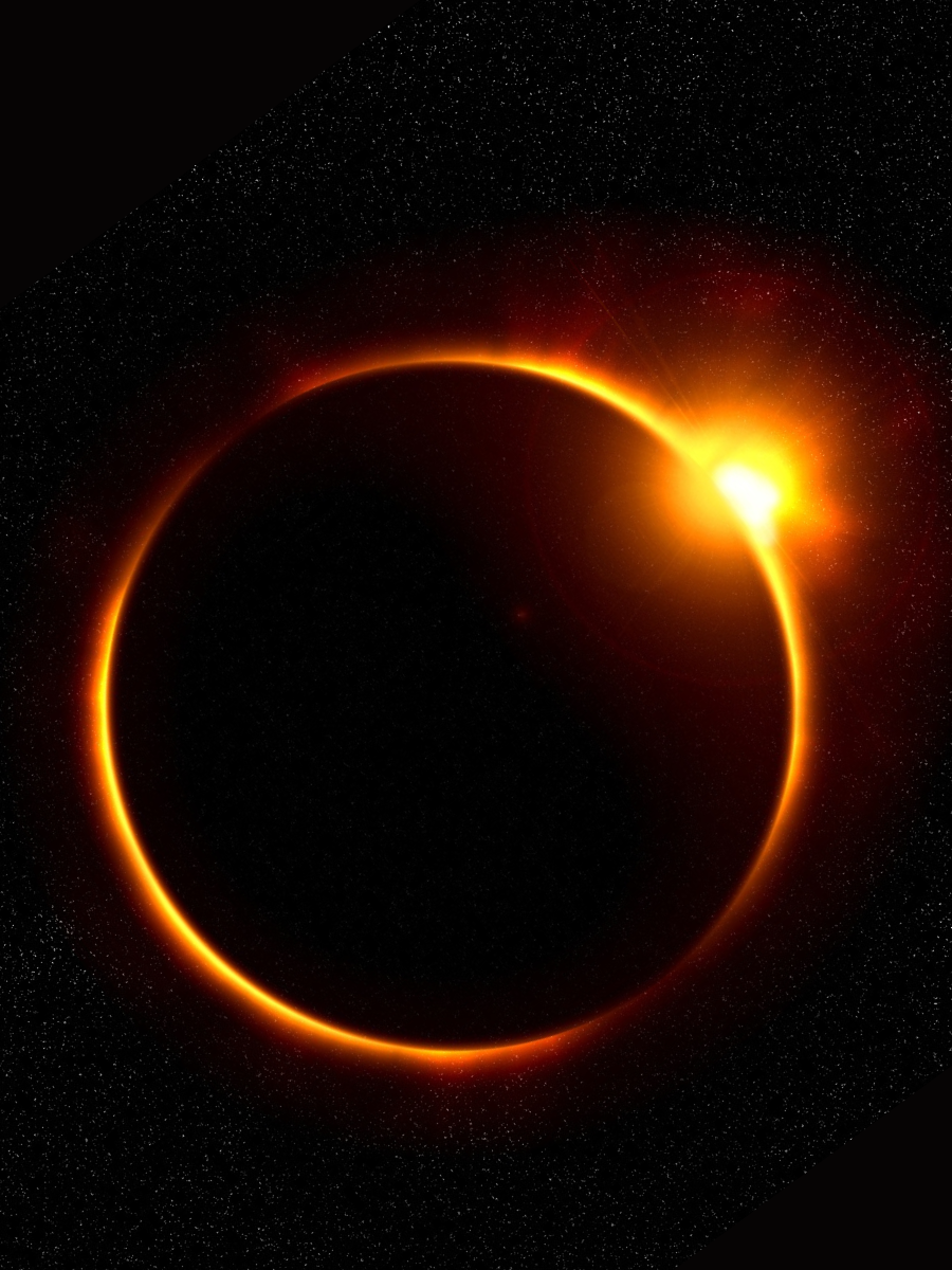 total solar eclipse in black space