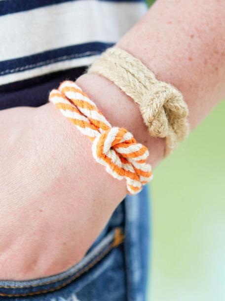 2 nautical rope bracelets on woman's wrist