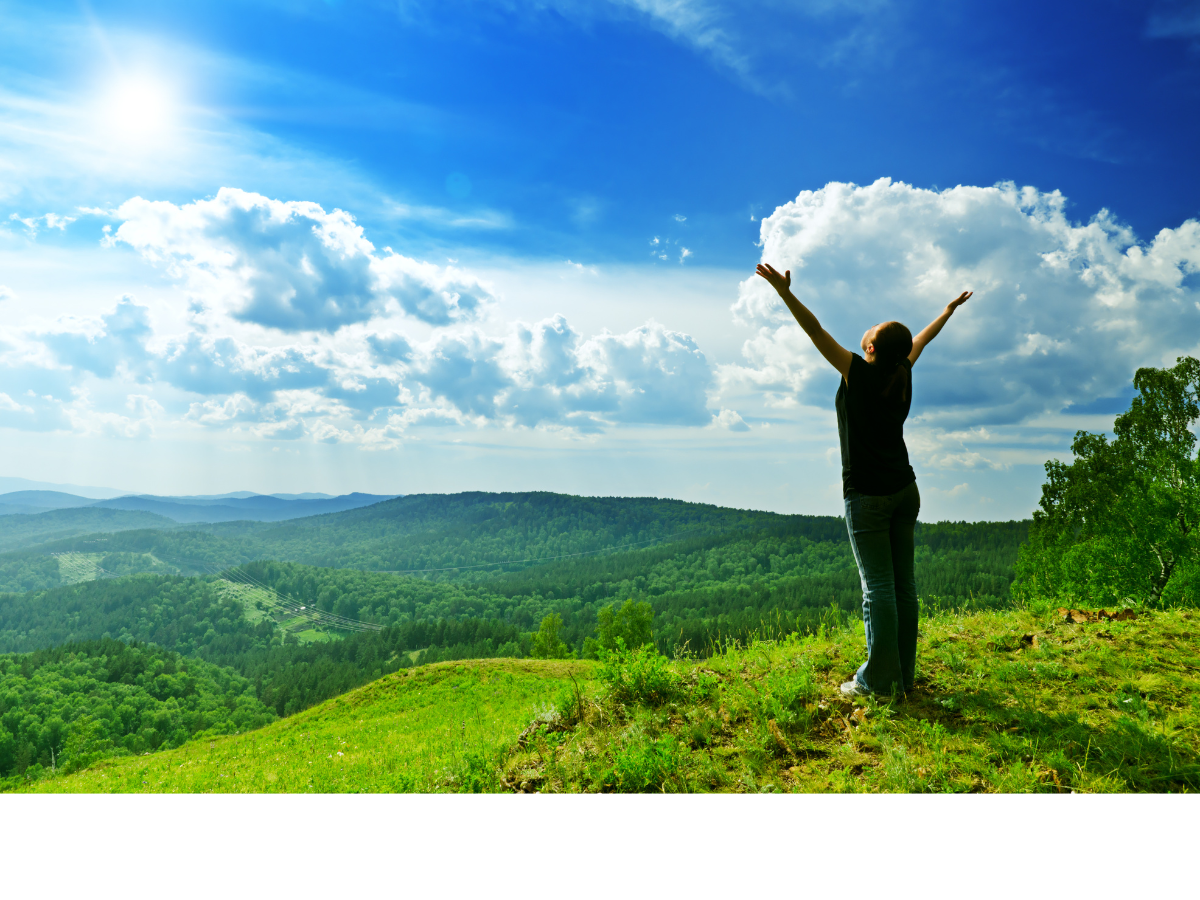 A woman with outstretched arms