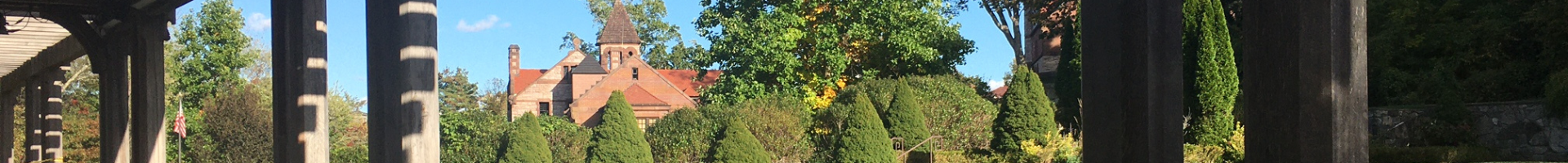 Ames Free Library as seen from Queset Garden