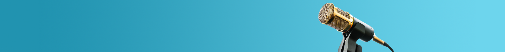 podcasting microphone on blue blackground